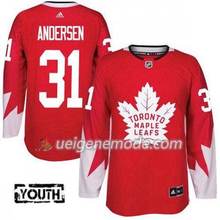 Kinder Eishockey Toronto Maple Leafs Trikot Frederik Andersen 31 Adidas 2017-2018 Rot Alternate Authentic